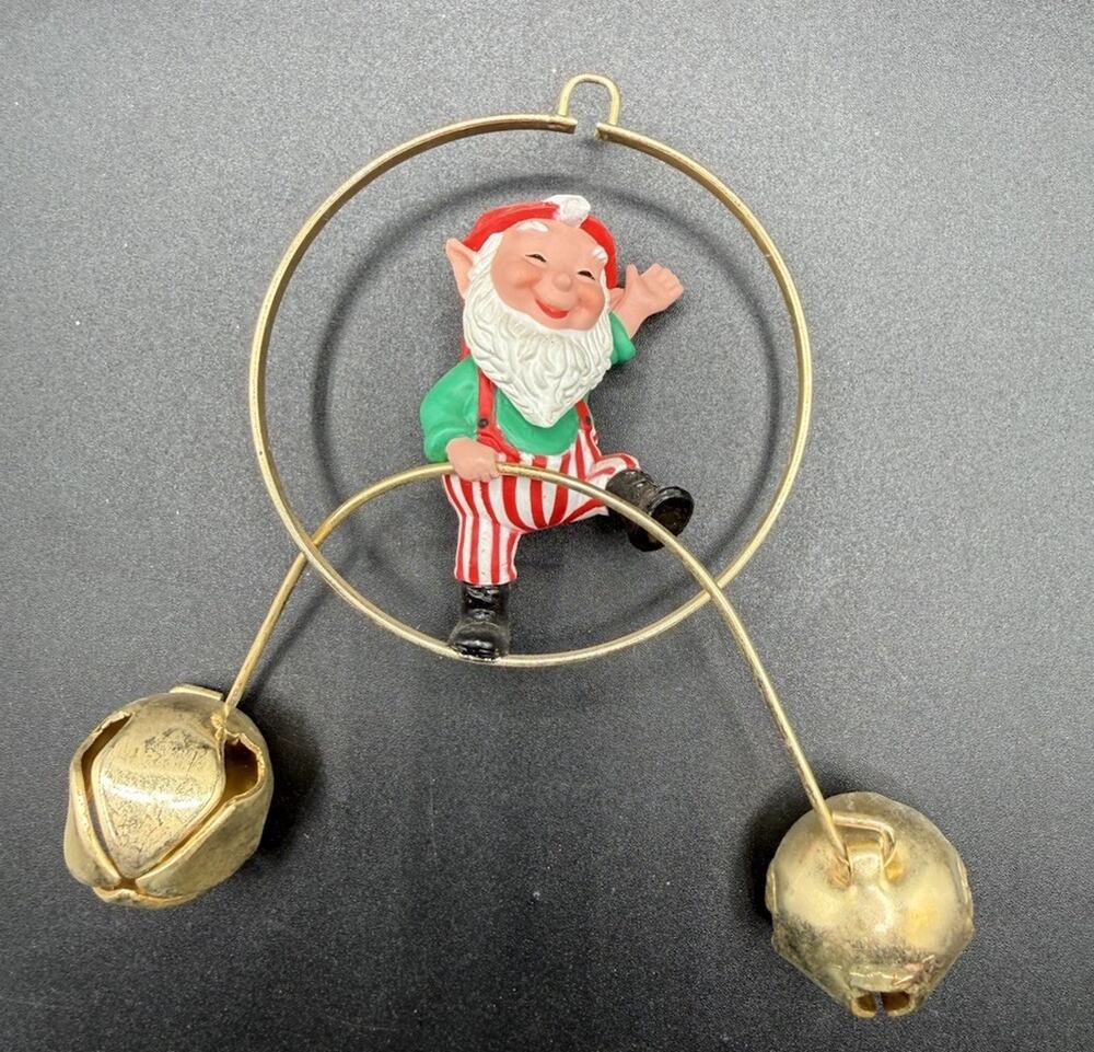 Hallmark 1989 Christmas Handcrafted Ornament Balancing Elf Bell No Box -LO15